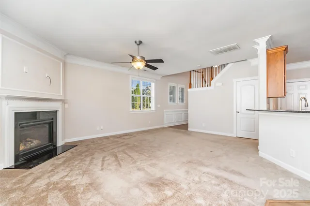 a view of a livingroom with a fireplace