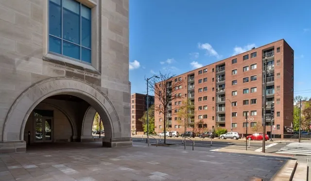 a view of building with a street