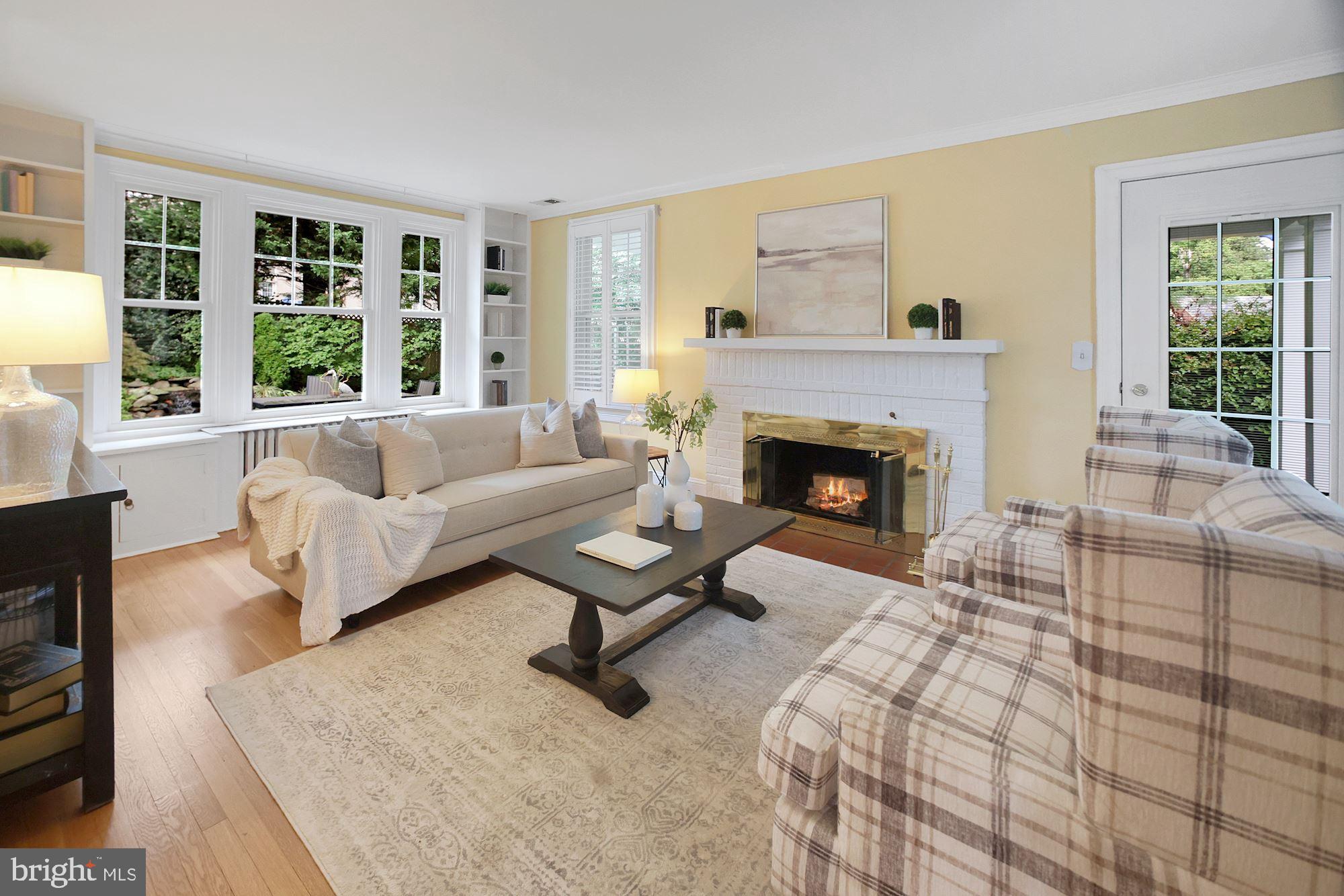 6820 Meadow Lane Chevy Chase, MD 20815 - Photo 3 of 54 Inviting Living room with fireplace