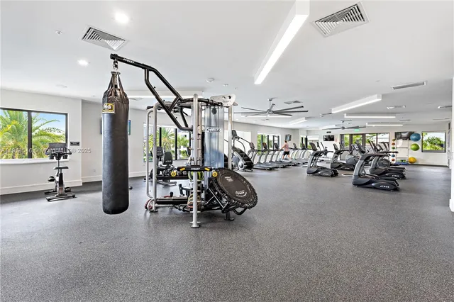 a view of a room with gym equipment