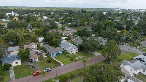 an aerial view of multiple house