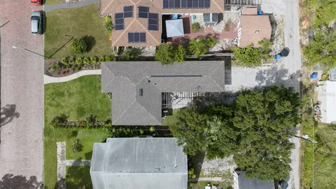 an aerial view of a house