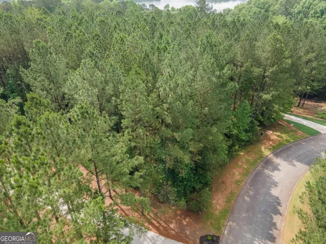 a view of a lake with a yard