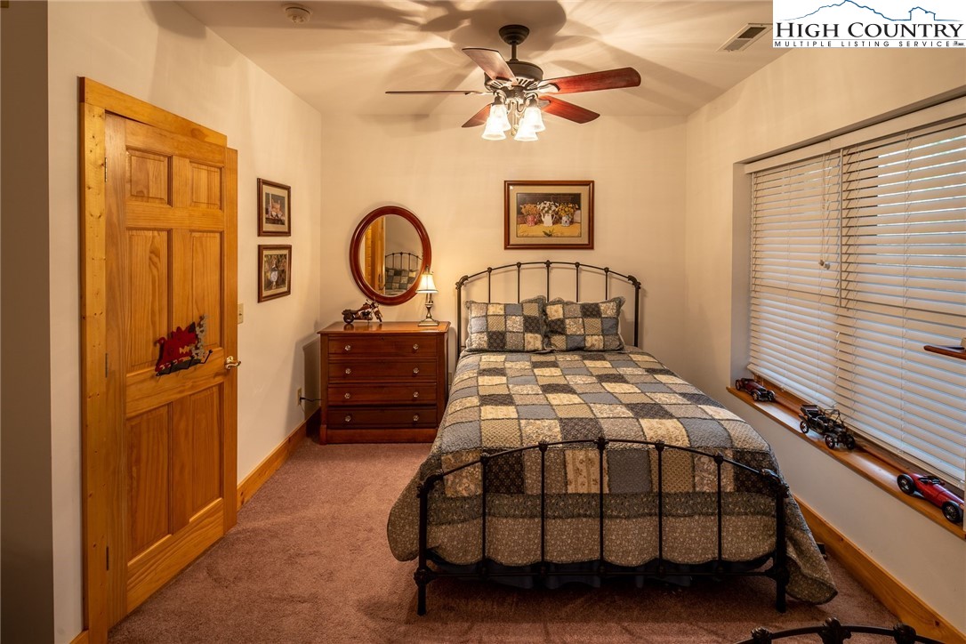 1278 Meadow Road Ferguson, NC 28624 - Photo 24 of 38 a bedroom with a bed a dresser and potted plants