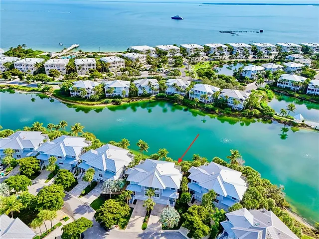 a view of a lake with a houses