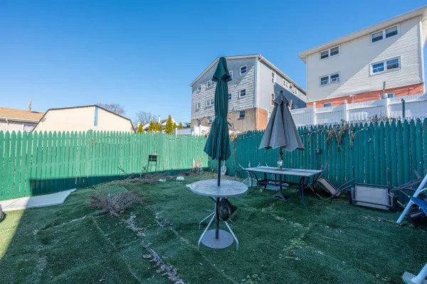 a view of a garden with a slide