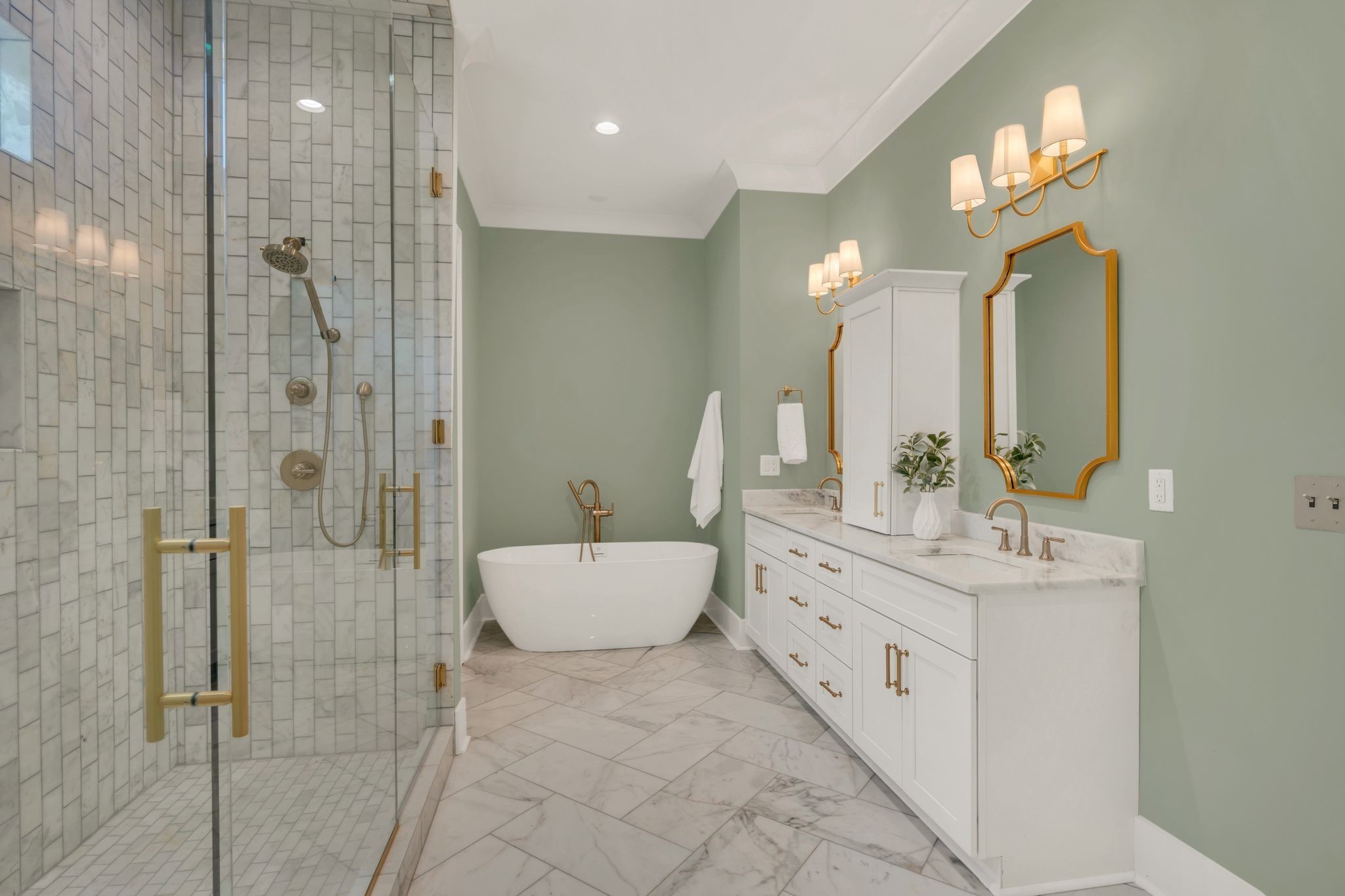 5441 Wakefield Drive Nashville, TN 37220 - Photo 31 of 72 a bathroom with a double vanity sink mirror and shower