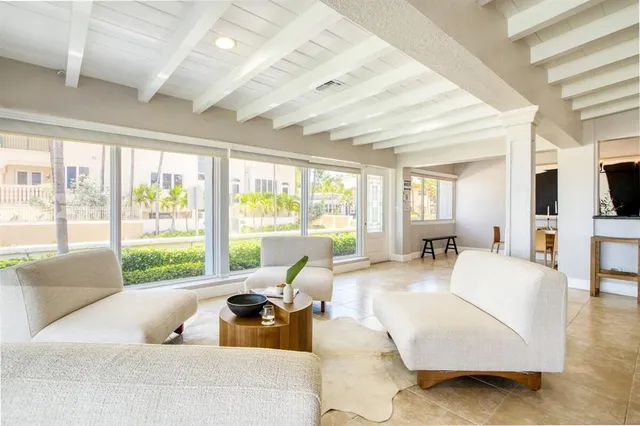 a view of a swimming pool and an outdoor space