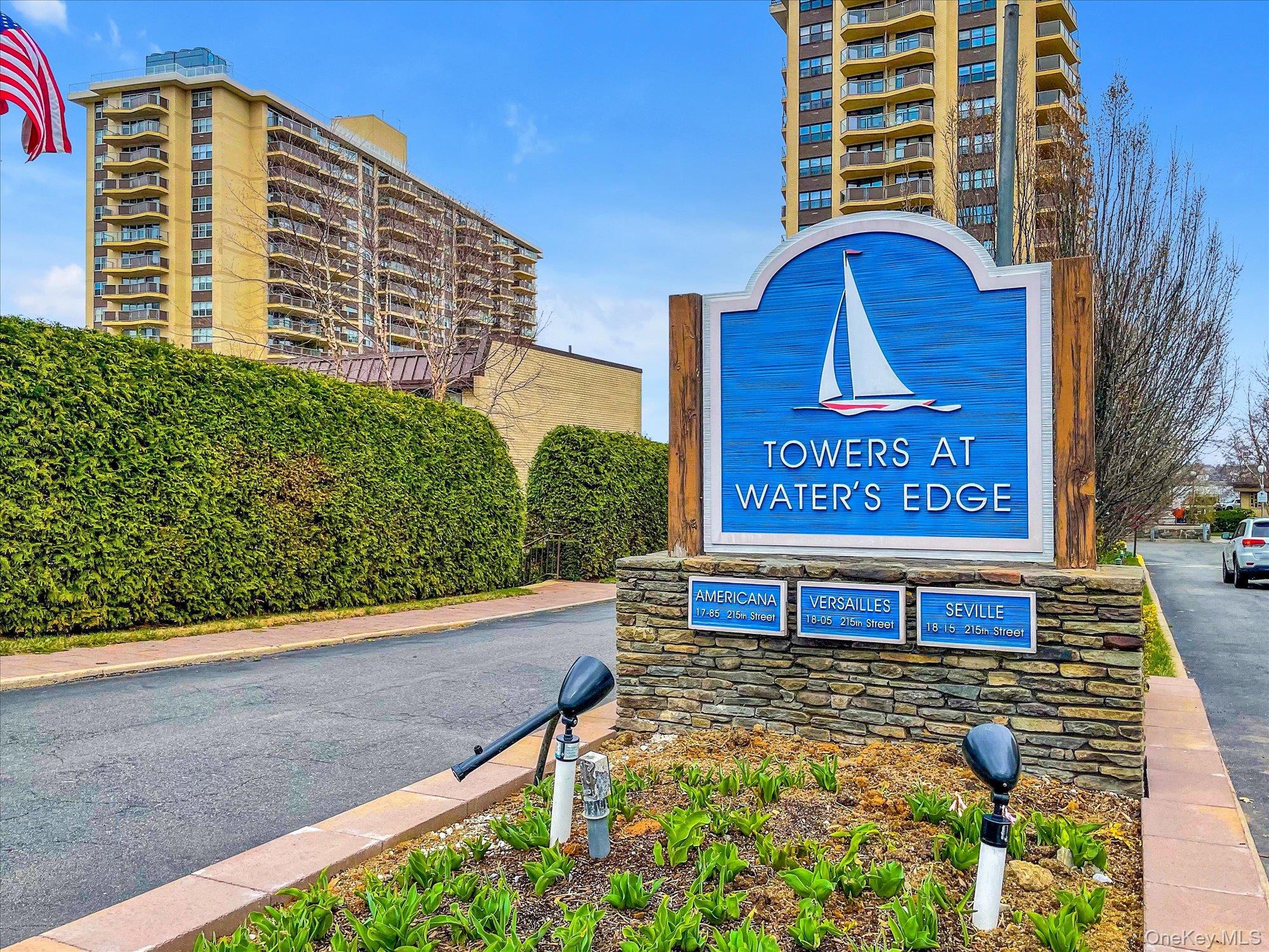 a view of a building with a bench