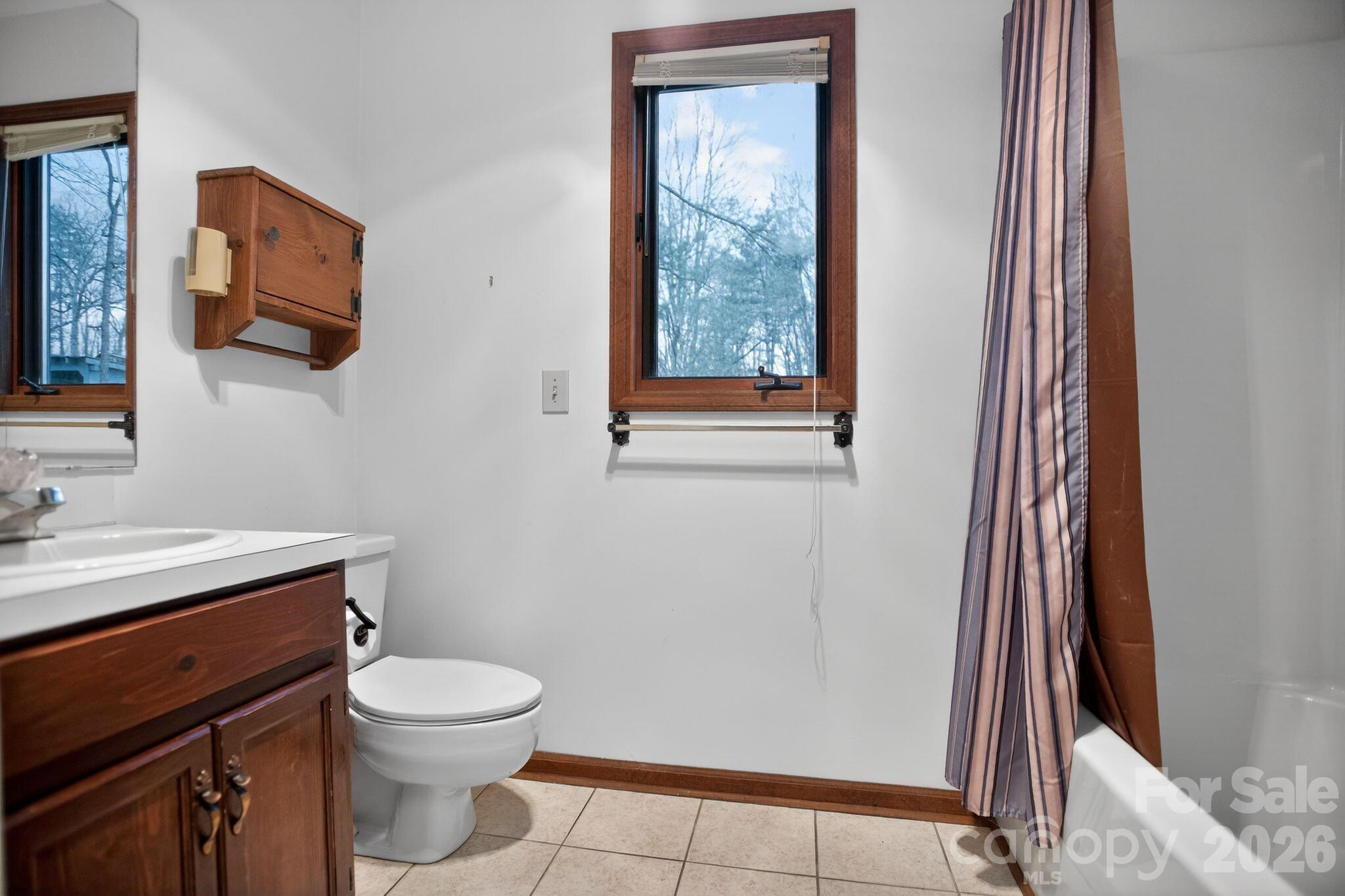 4783 Calico Road Lenoir, NC 28645 - Photo 21 of 44 a bathroom with a toilet a sink a vanity and mirror