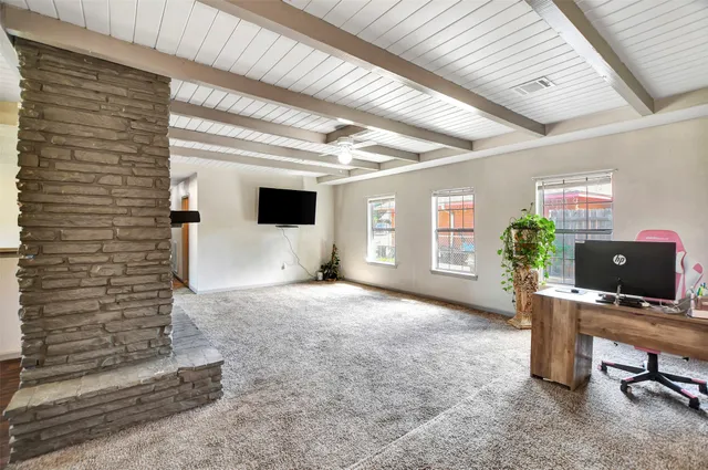 a workspace with furniture