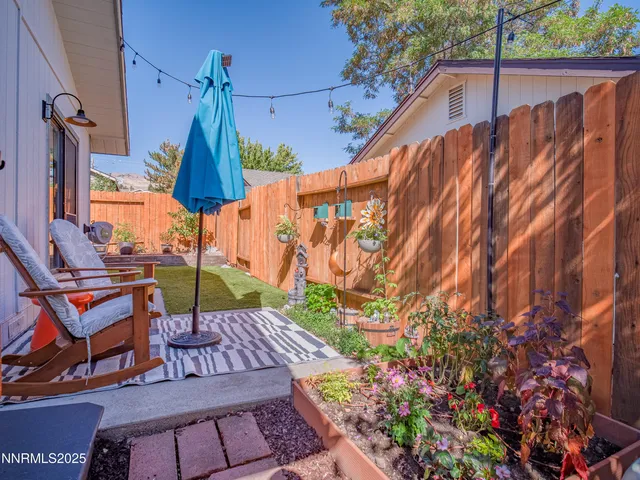 an outdoor space with seating