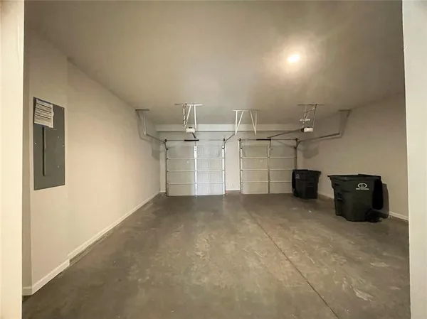 an empty room with a cabinet