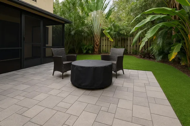 a view of a backyard