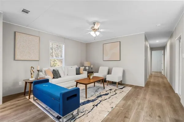 a living room with furniture