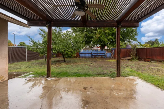 a view of a backyard with plants and a backyard