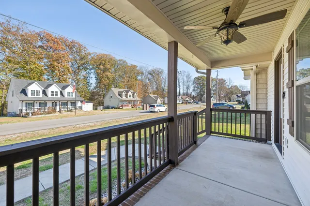 a view of city from a balcony