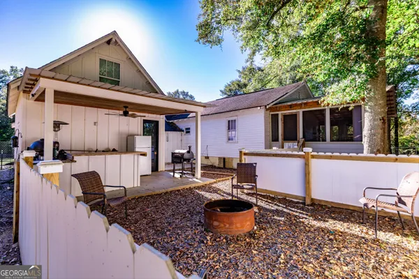 a backyard of a house with lots of green space