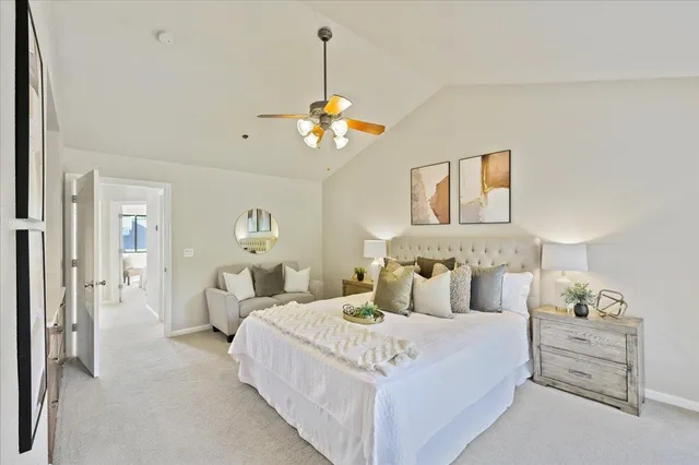 a bedroom with bed and window