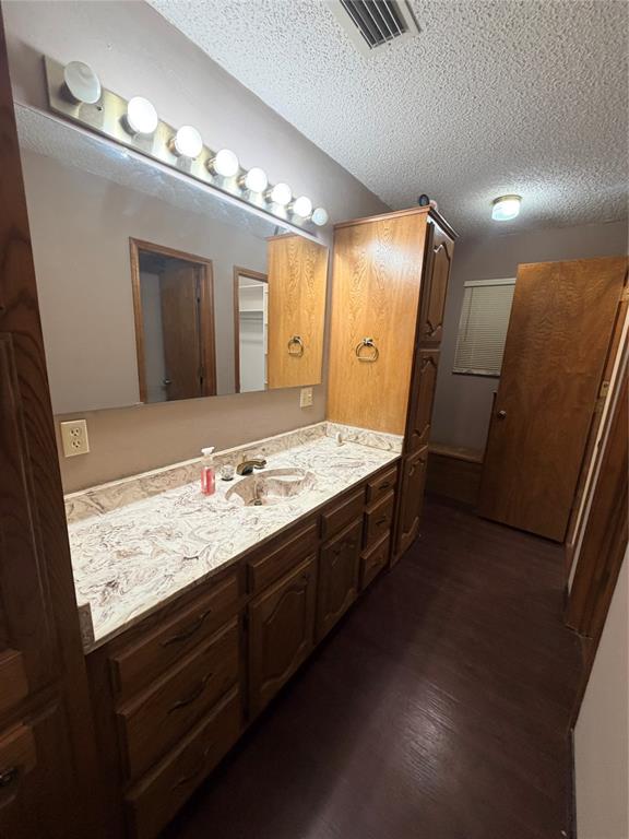 3472 North Masch Branch Road Denton, TX 76249 - Photo 6 of 17 a bathroom with a sink and a large mirror