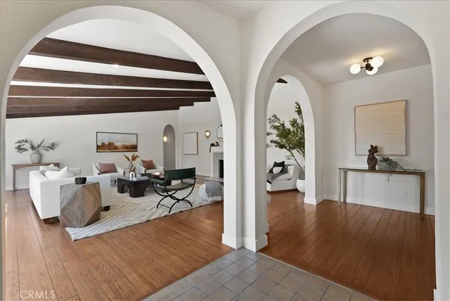 a view of living room and dining room