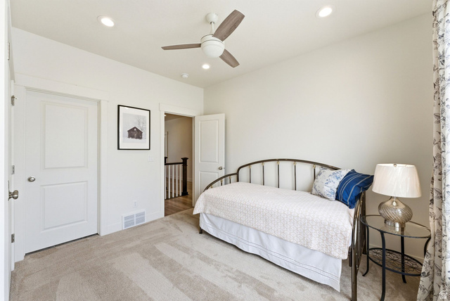 108 West Monte Rosa Lane Midway, UT 84049 - Photo 26 of 48 Carpeted room with recessed lighting and a ceiling fan