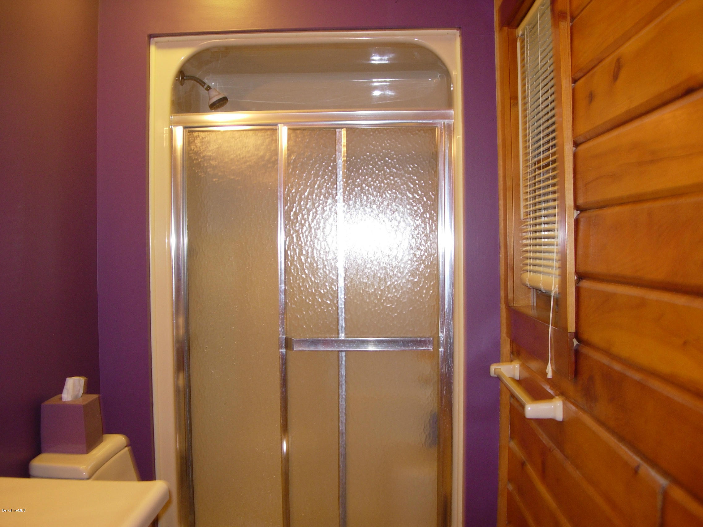 99 Strykers Road Florida, MA 01247 - Photo 12 of 26 a bathroom with a glass shower door