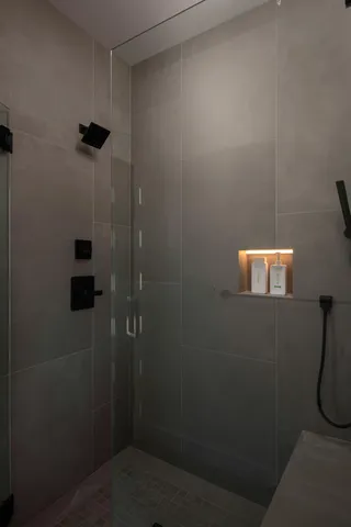 a bathroom with a shower