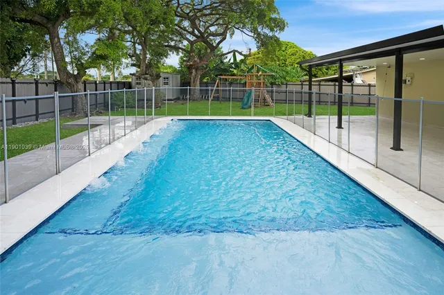 a view of a backyard with a small park
