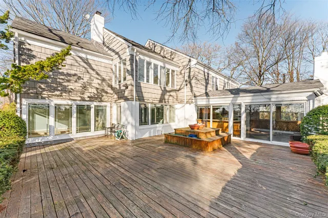 a view of a building with sitting area