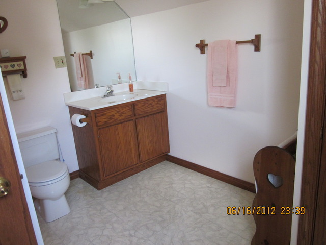 18444 University Road Malta, IL 60150 - Photo 9 of 25 a bathroom with a sink a toilet and mirror