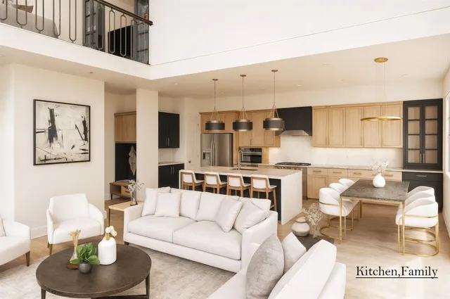 a living room with furniture