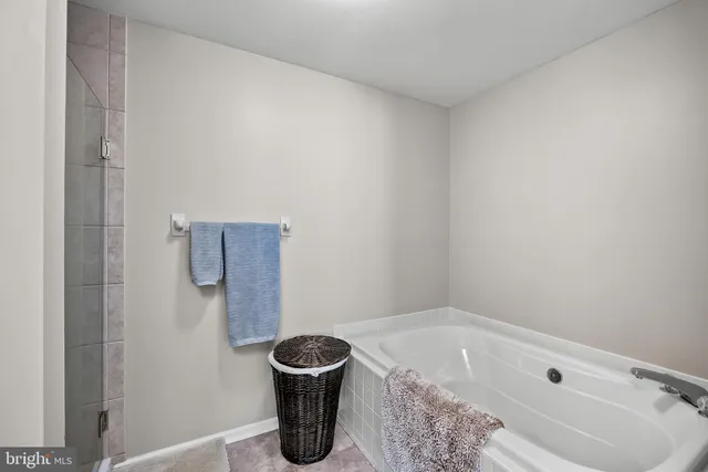 a bathroom with a bathtub