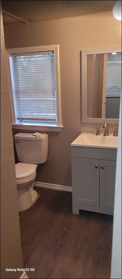 349 State Highway 95 Elgin, TX 78621 - Photo 1 of 16 Bathroom with vanity, dark wood finished floors, and a textured wall