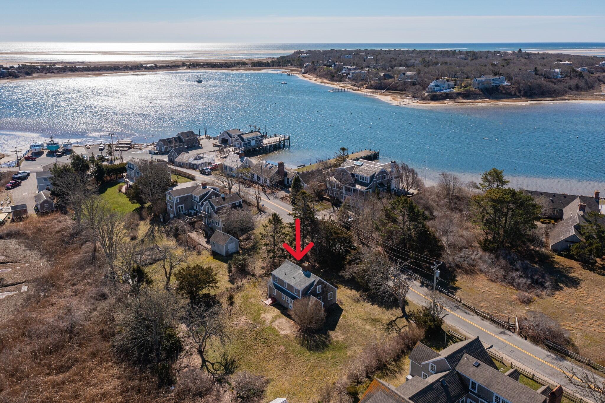 42 Champlain Road Chatham, MA 02633 - Photo 11 of 22 drone with arrow a little farther away