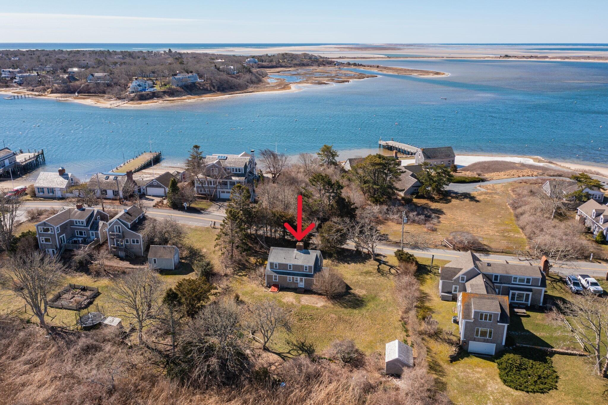42 Champlain Road Chatham, MA 02633 - Photo 12 of 22 drone with arrow little farther away 2