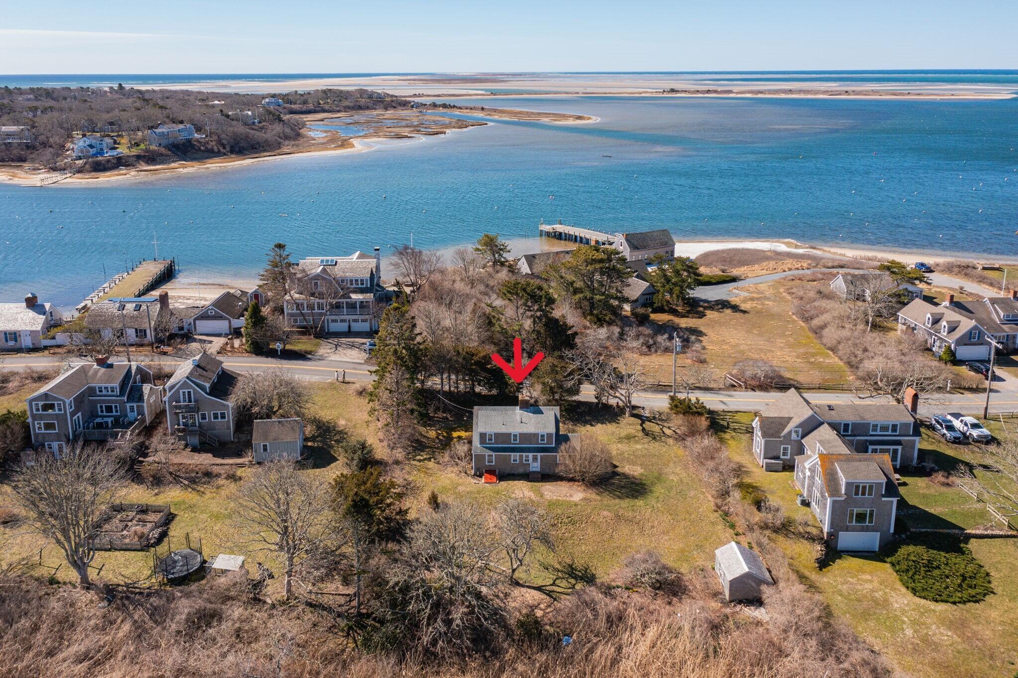 42 Champlain Road Chatham, MA 02633 - Photo 13 of 22 drone with arrow little farther away 3