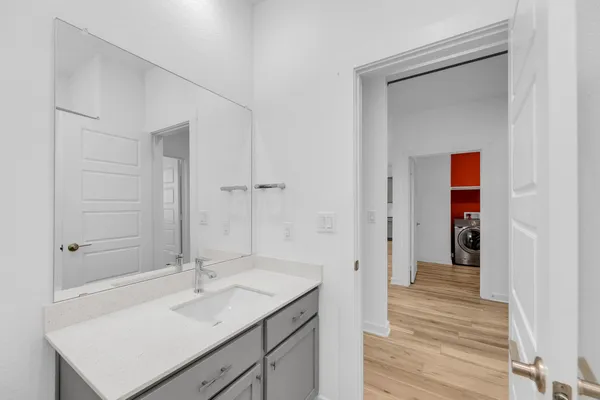 a bathroom with a bathtub