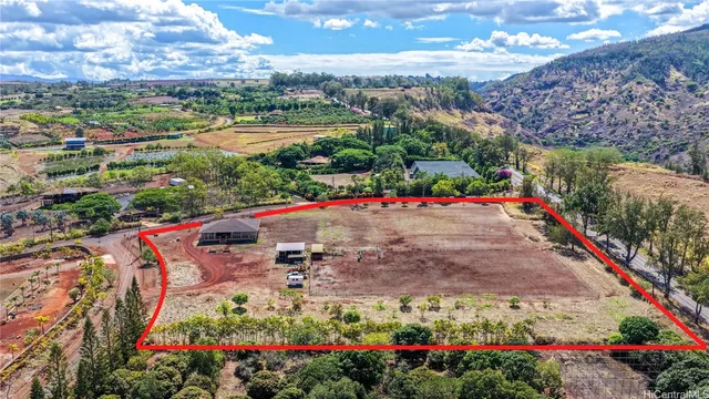 an outdoor space with furniture