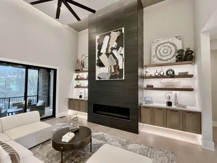 a living room with furniture and rug