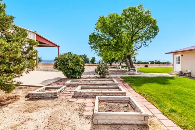 a view of a backyard with a garden