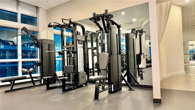 a view of a room with gym equipment