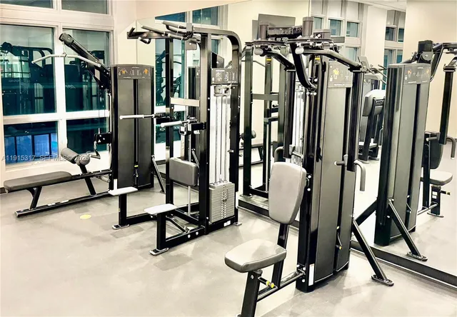 a room with gym equipment