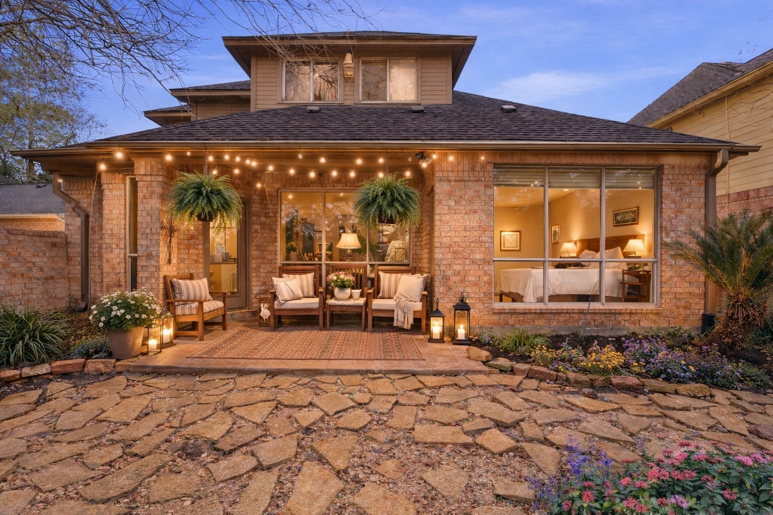 16322 Cranwood Drive Spring, TX 77379 - Photo 17 of 42 Embrace serene evenings on this charming back porch, perfectly designed for peaceful relaxation.