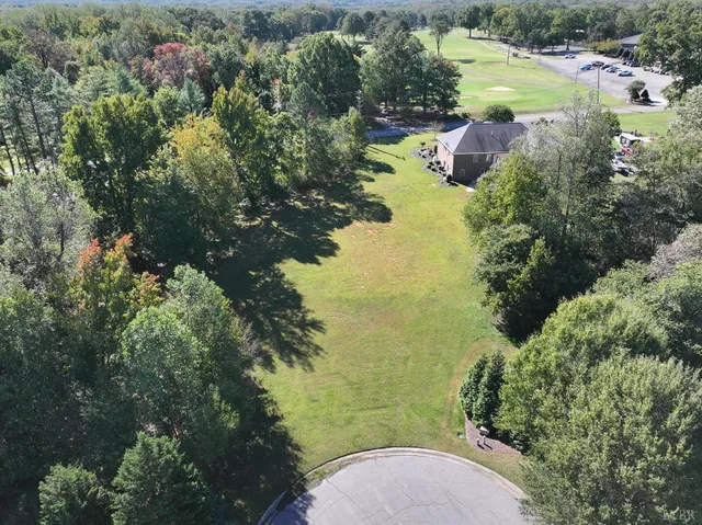 view of a lake with green space