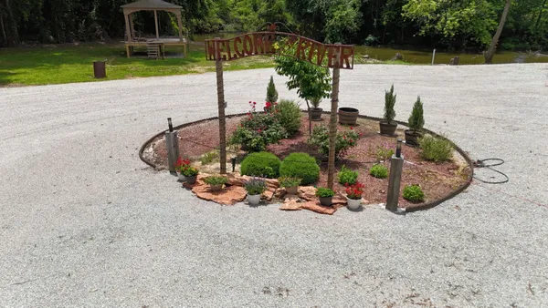 a view of a lake with a city