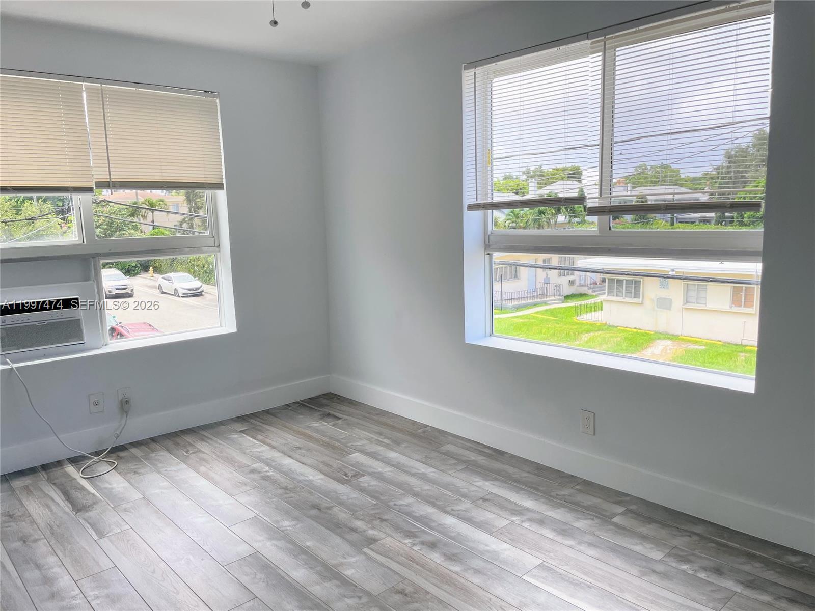 an empty room with a window
