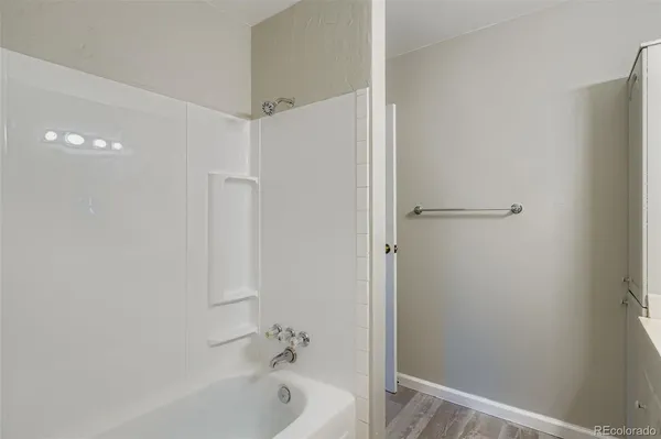 a view of an empty walk in closet