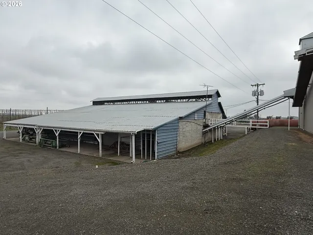 a view of a building with a garage