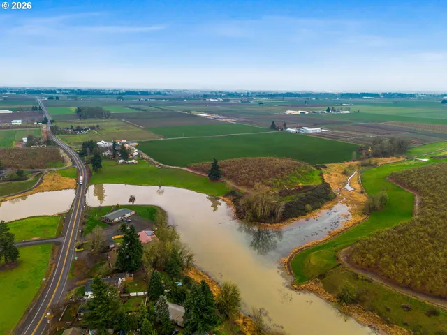 a view of a lake with a city
